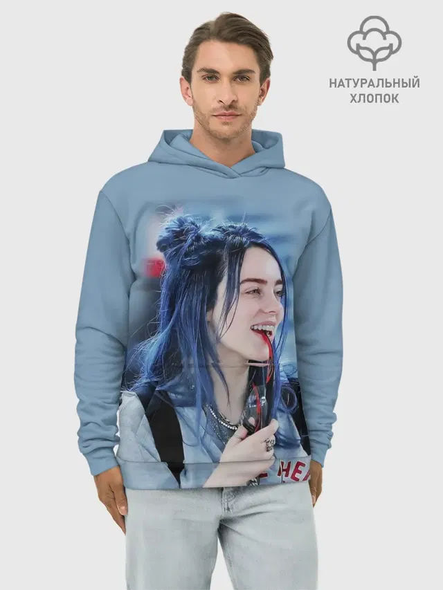 Худи мужской базовый хлопок с принтом «Billie Eilish»