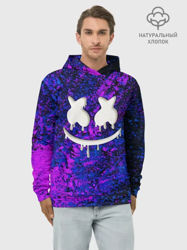Худи мужской базовый хлопок с принтом «Marshmello»