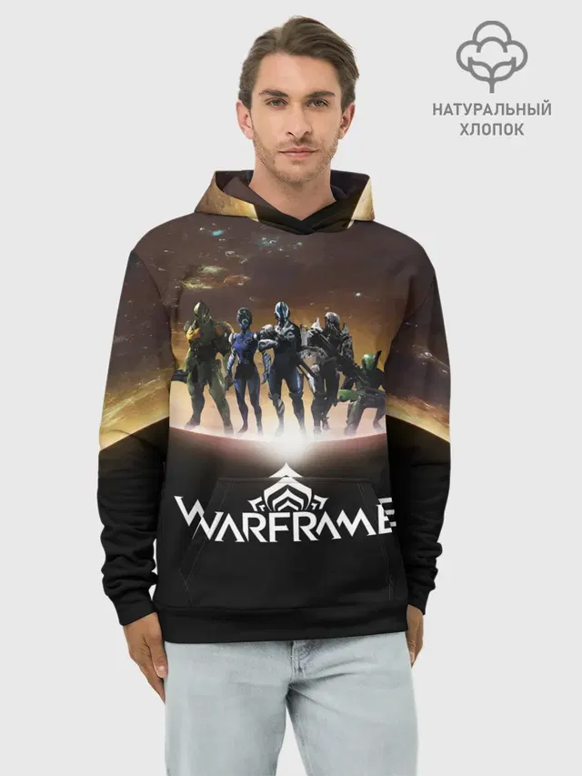 Худи мужской базовый хлопок с принтом «WARFRAME Planet»
