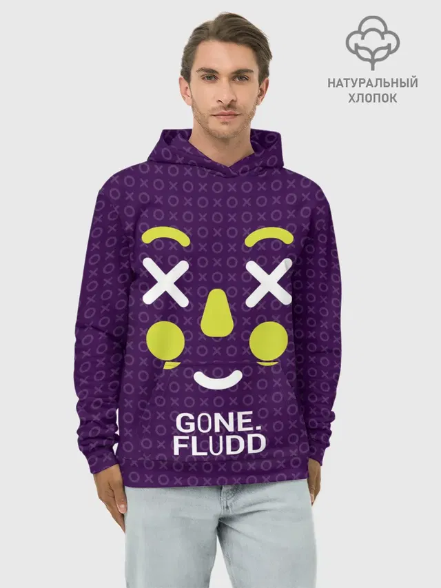 Худи мужской базовый хлопок с принтом «GONE.Fludd»