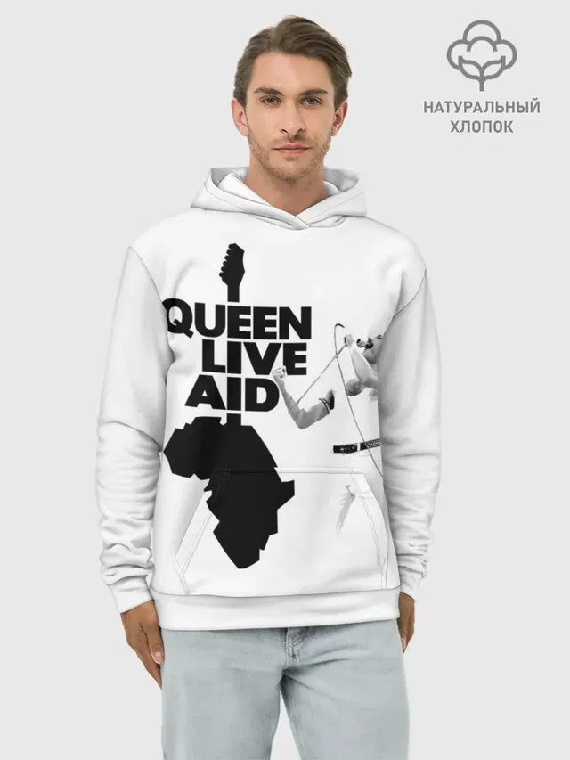 Худи мужской базовый хлопок с принтом «Queen LIVE AID»