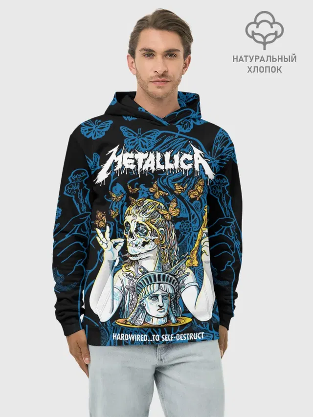 Худи мужской базовый хлопок с принтом «Metallica»