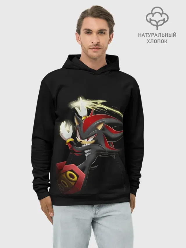Худи мужской базовый хлопок с принтом «Shadow the Hedgehog — Shadow»