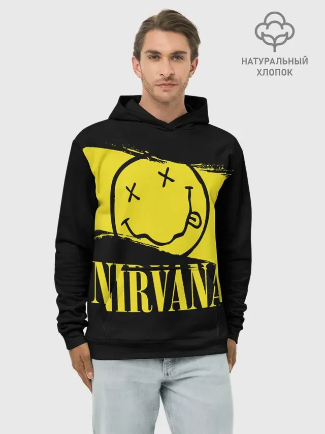 Худи мужской базовый хлопок с принтом «Nirvana»