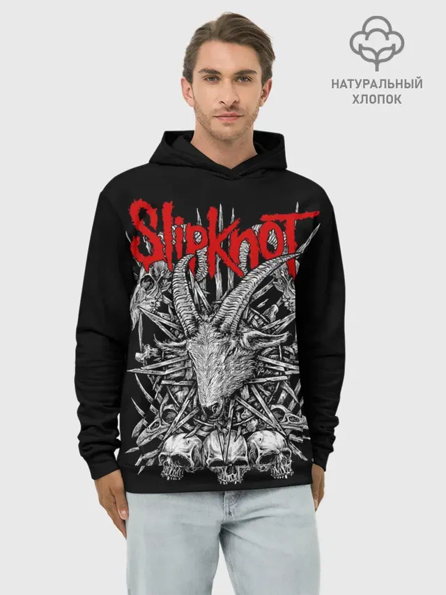 Худи мужской базовый хлопок с принтом «Slipknot»