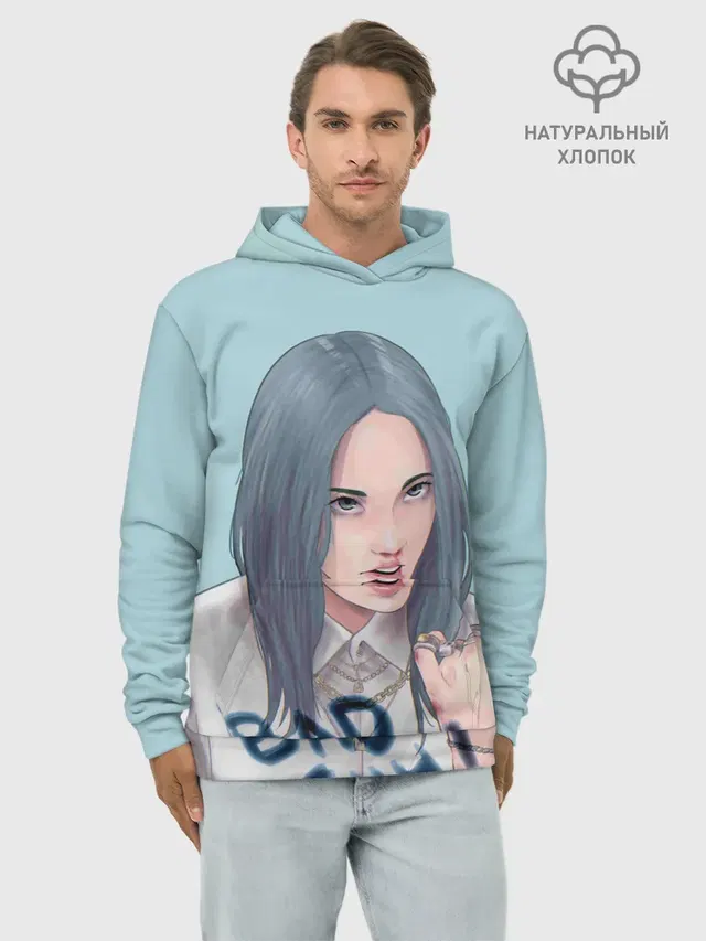 Худи мужской базовый хлопок с принтом «Billie Eilish»
