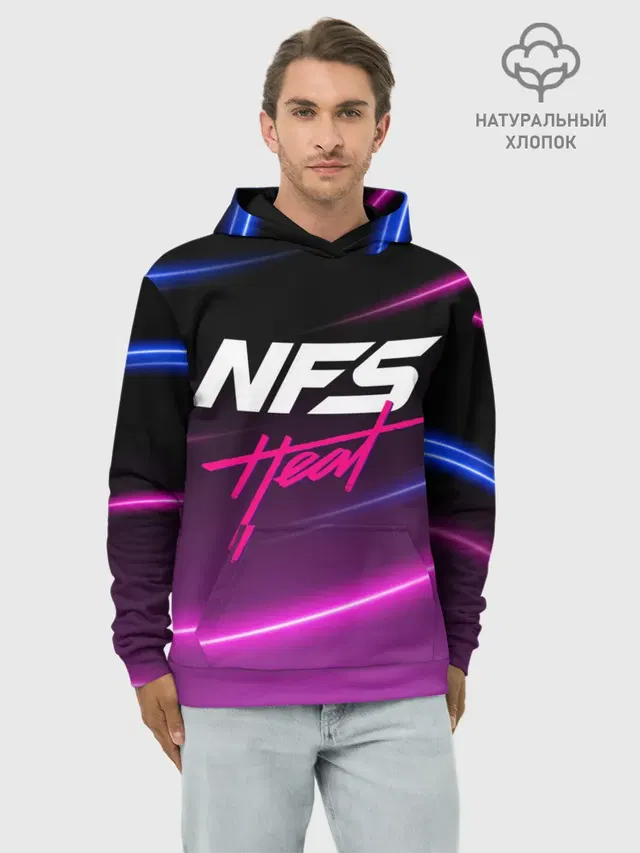 Худи мужской базовый хлопок с принтом «Neon — NFS: Heat»