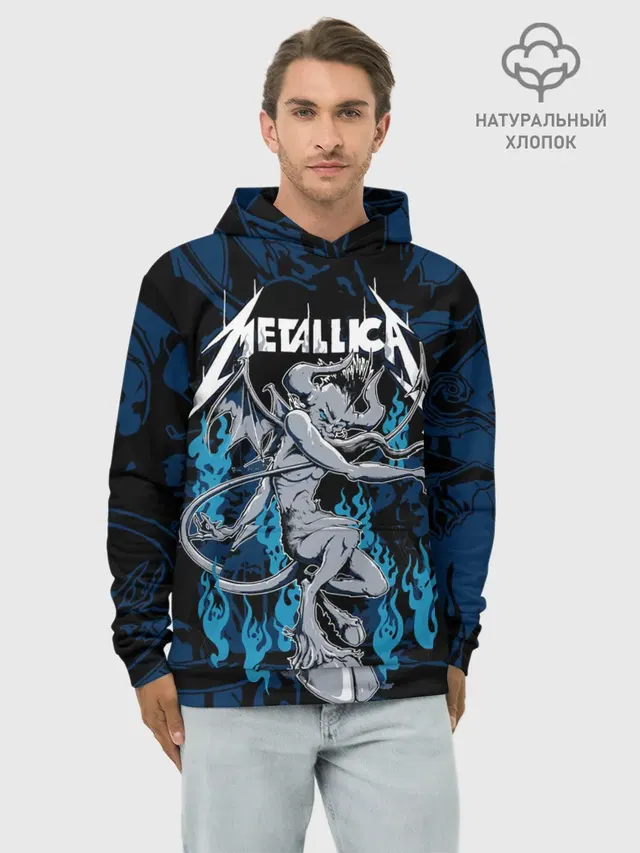 Худи мужской базовый хлопок с принтом «Metallica»