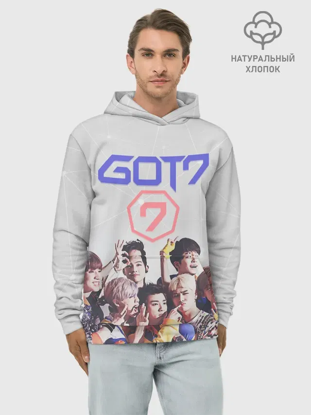Худи мужской базовый хлопок с принтом «GOT7»