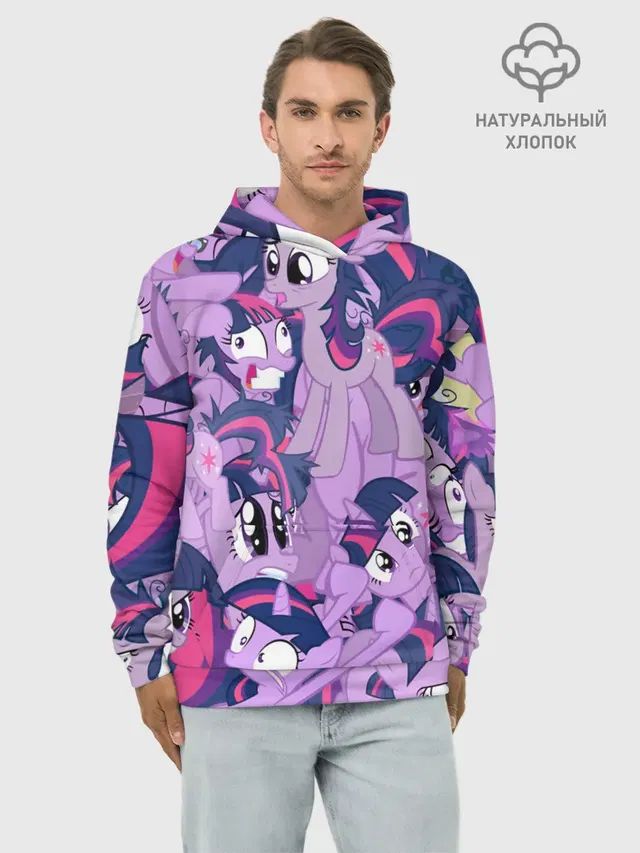 Худи мужской базовый хлопок с принтом «PATTERN PONY»