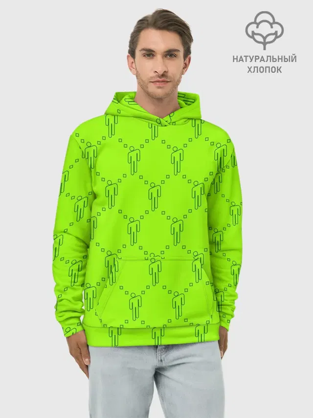 Худи мужской базовый хлопок с принтом «Billie Eilish — Billie Eilish pattern»