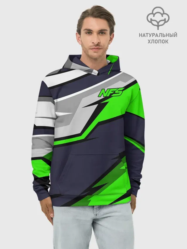 Худи мужской базовый хлопок с принтом «Racing livery — Need for Speed»