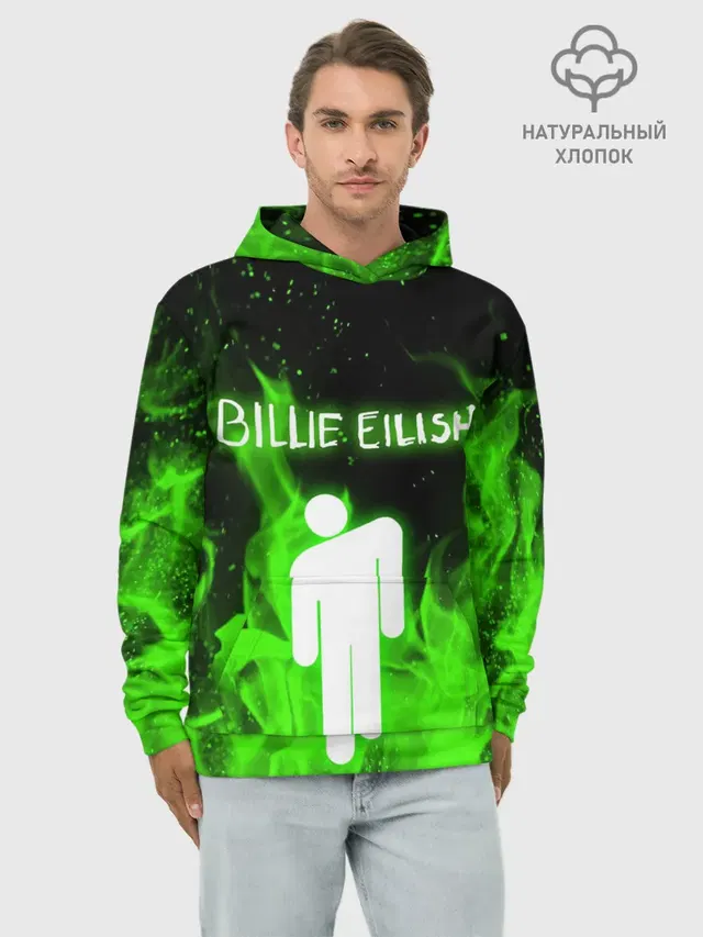 Худи мужской базовый хлопок с принтом «Billie Eilish»