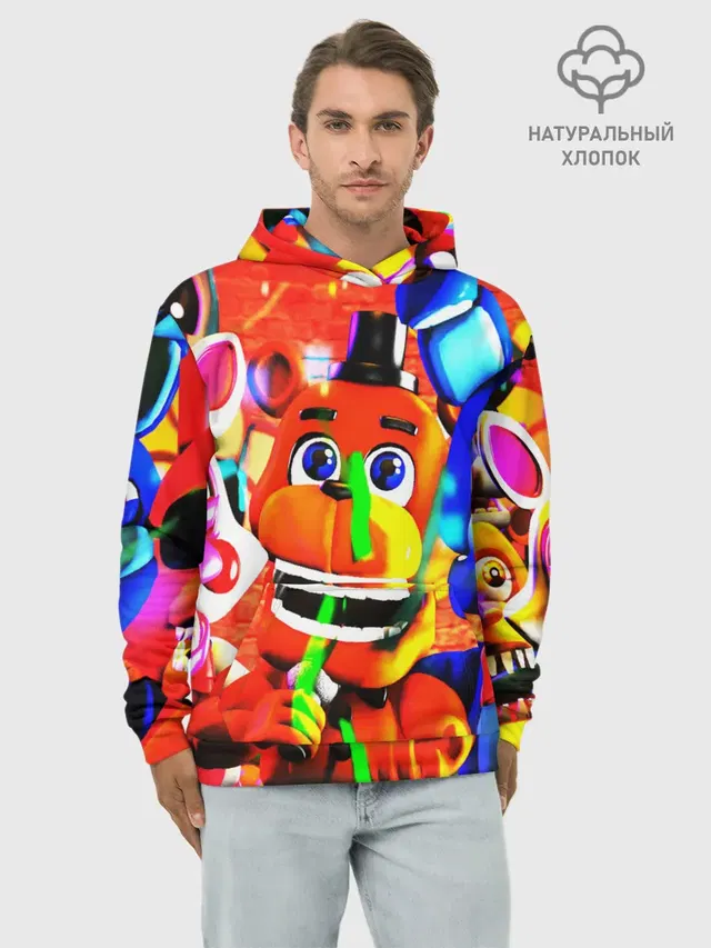 Худи мужской базовый хлопок с принтом «Freddy Fazbear — FIVE NIGHTS AT FREDDYS»