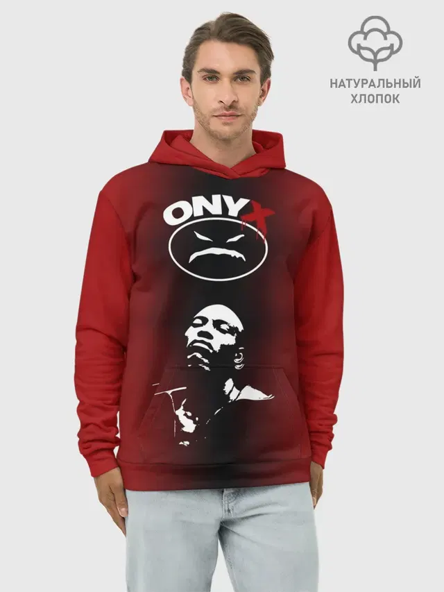 Худи мужской базовый хлопок с принтом «Зарубежные — Onyx»