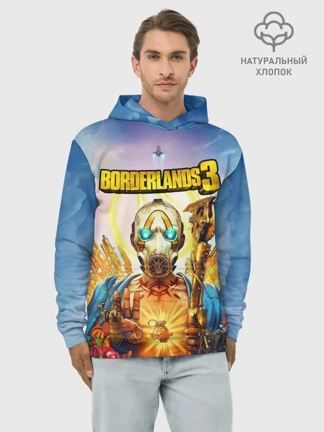 Худи мужской базовый хлопок с принтом «Разные игры — BORDERLANDS 3»