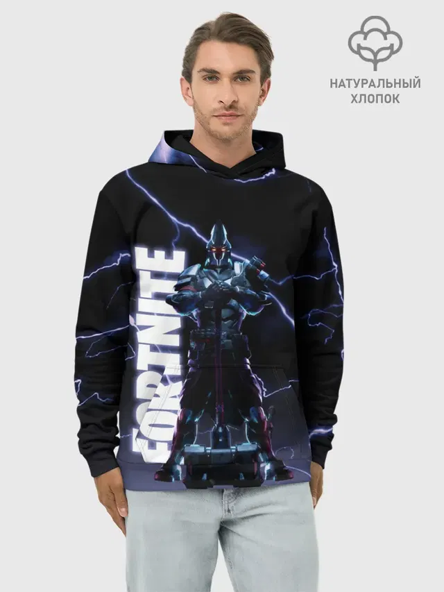 Худи мужской базовый хлопок с принтом «Фортнайт — НЕСОКРУШИМЫЙ РЫЦАРЬ FORTNITE»