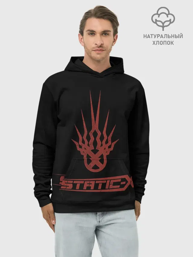 Худи мужской базовый хлопок с принтом «Разный рок — Static-X»