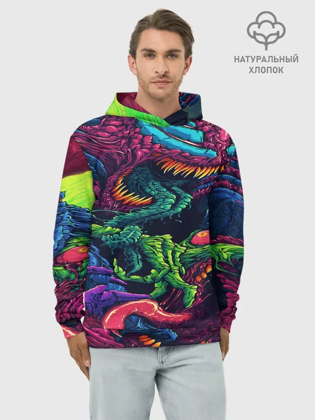 Худи мужской базовый хлопок с принтом «Counter-Strike — CS GO hyper beast skin»