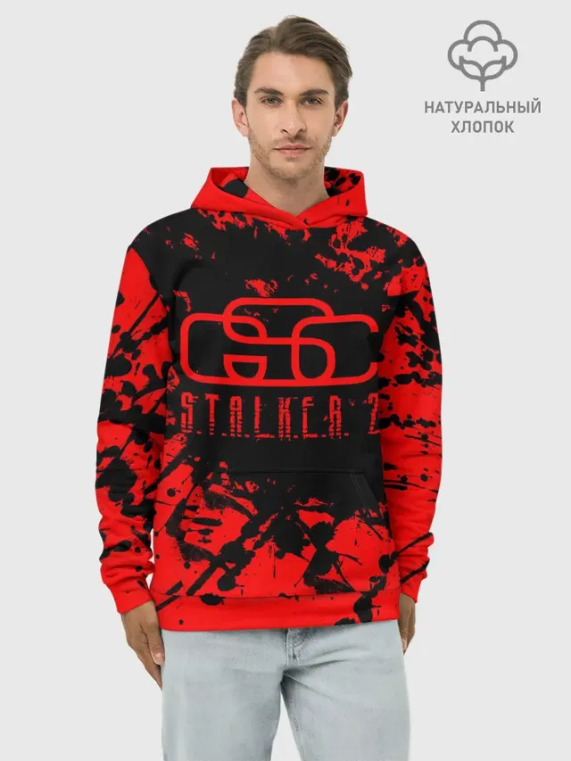 Худи мужской базовый хлопок с принтом «Stalker — Stalker GSC red»