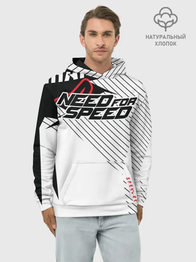 Худи мужской базовый хлопок с принтом «Champion — Need for Speed»