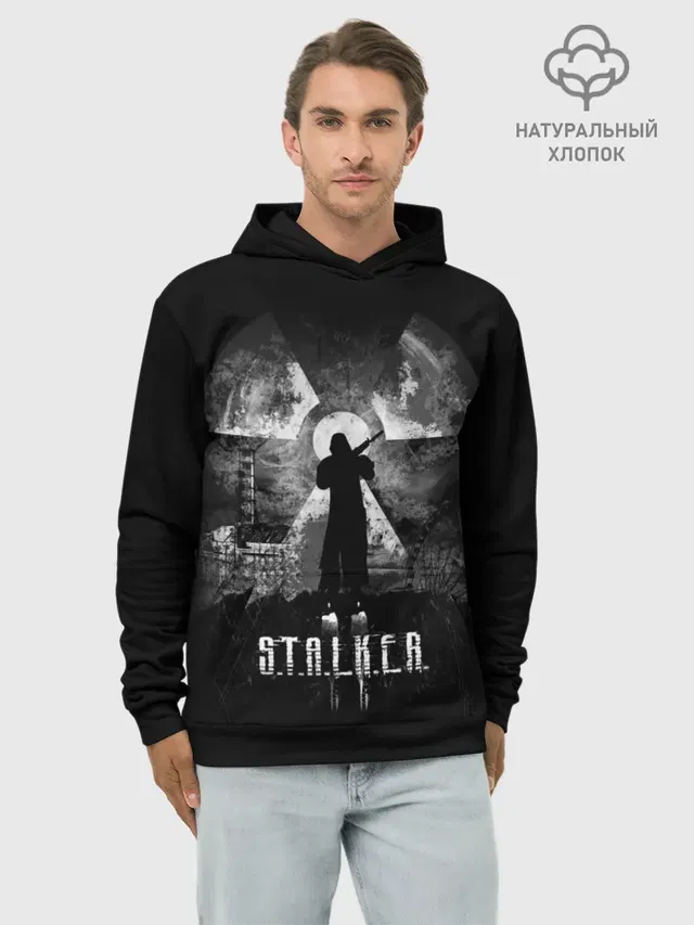 Худи мужской базовый хлопок с принтом «Stalker»