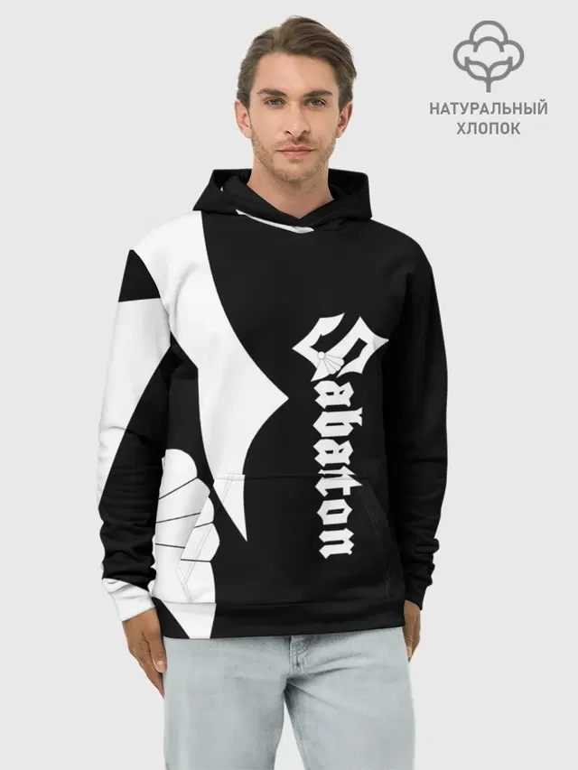 Худи мужской базовый хлопок с принтом «Sabaton logo»