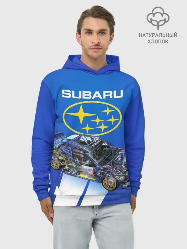 Худи мужской базовый хлопок с принтом «Subaru»