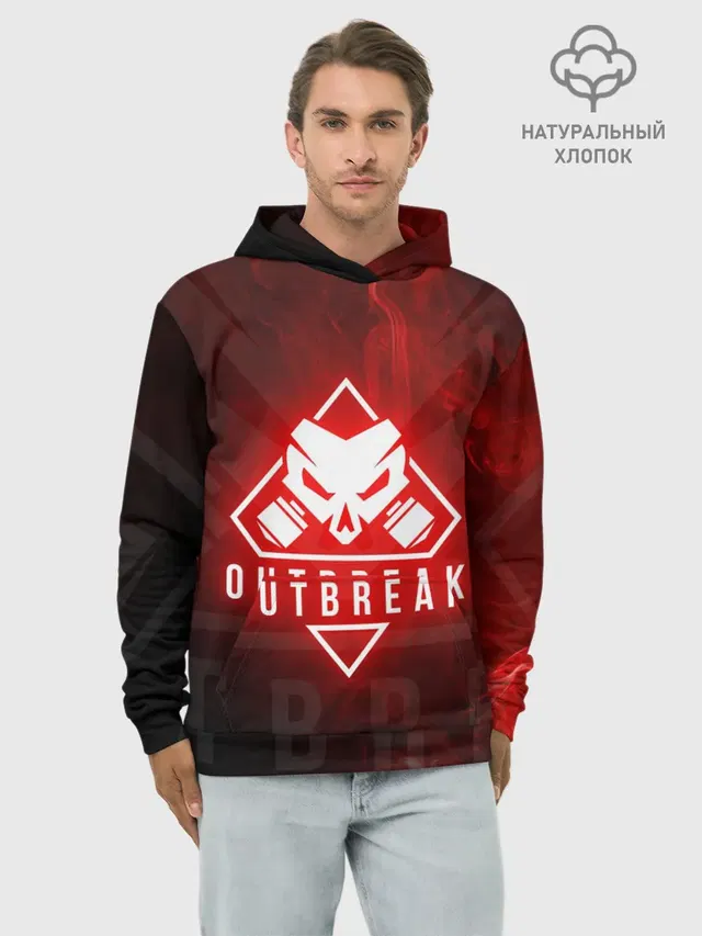 Худи мужской базовый хлопок с принтом «Outbreak — RAINBOW SIX SIEGE OUTBREAK»