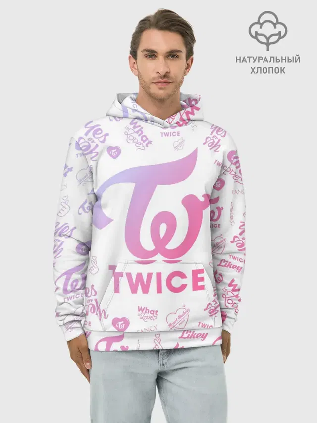 Худи мужской базовый хлопок с принтом «Twice»