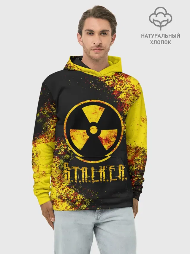 Худи мужской базовый хлопок с принтом «Stalker»