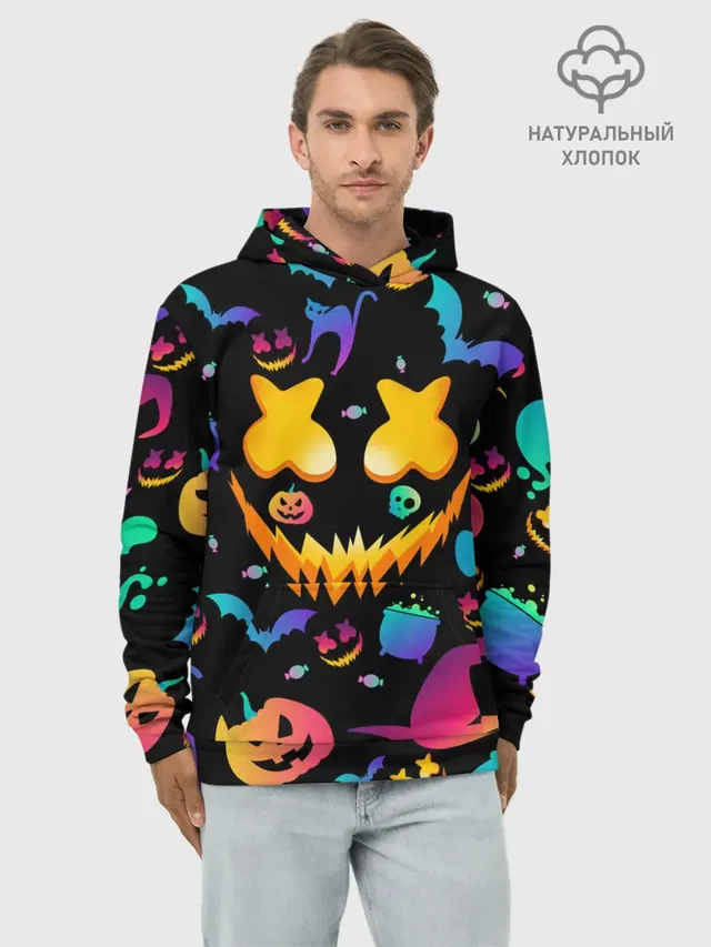 Худи мужской базовый хлопок с принтом «Marshmello — MARSHMELLO HALLOWEEN»