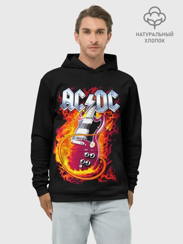 Худи мужской базовый хлопок с принтом «AC/DC»