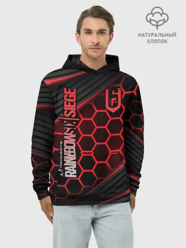 Худи мужской базовый хлопок с принтом «R6 icon»
