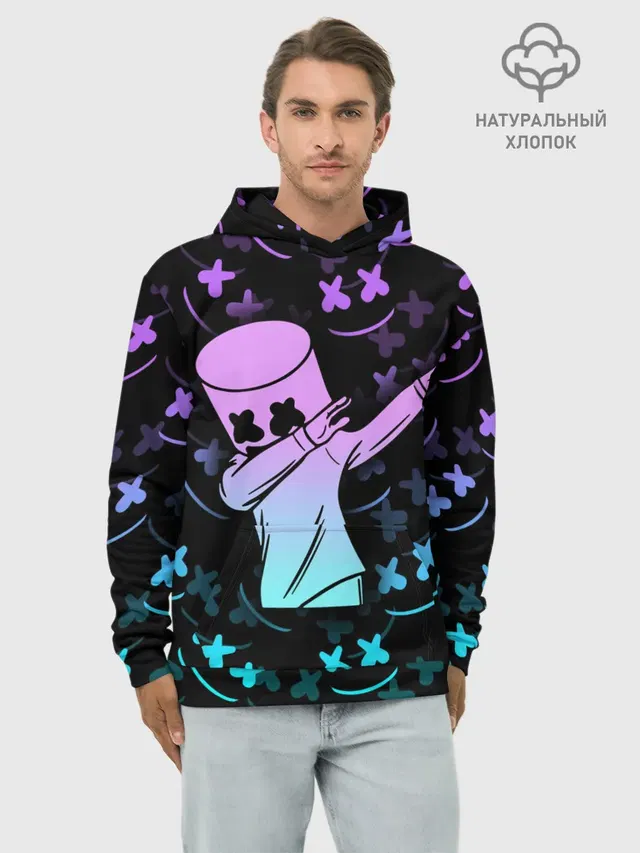 Худи мужской базовый хлопок с принтом «Фортнайт — FORTNITE x MARSHMELLO»