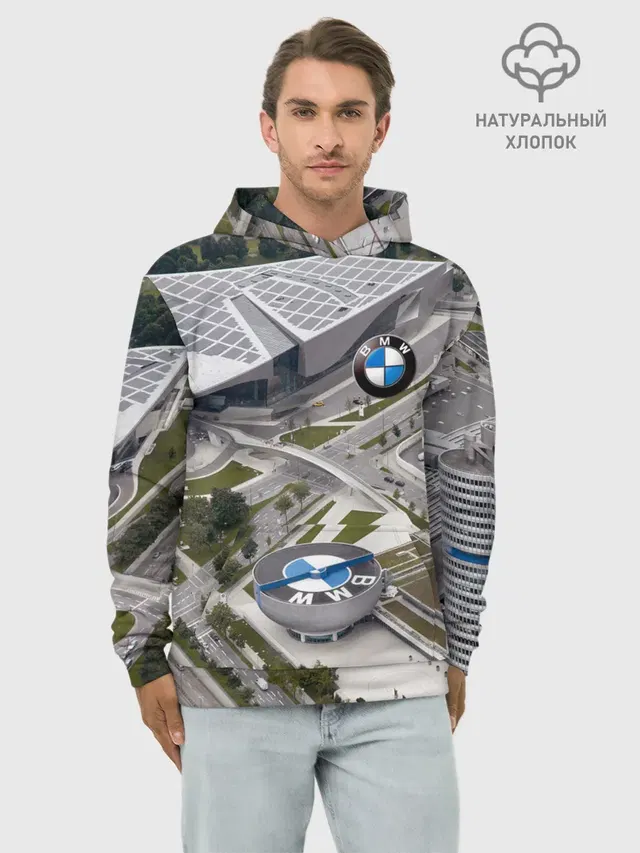 Худи мужской базовый хлопок с принтом «BMW — BMW city»