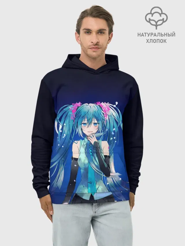 Hatsune Miku на черном фоне