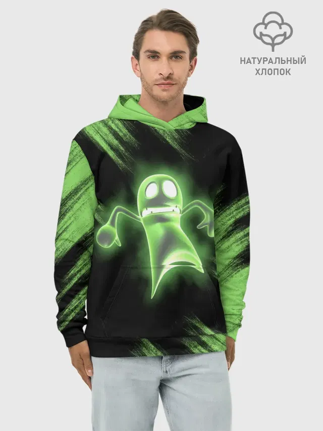 Худи мужской базовый хлопок с принтом «Ghost — Luigis Mansion»