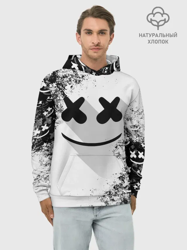 Худи мужской базовый хлопок с принтом «Marshmello»