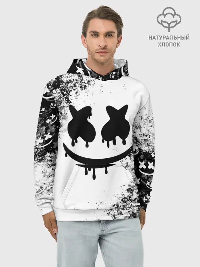 Худи мужской базовый хлопок с принтом «Marshmello»