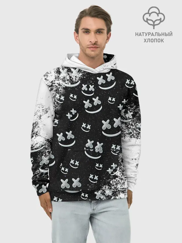 Худи мужской базовый хлопок с принтом «Marshmello»