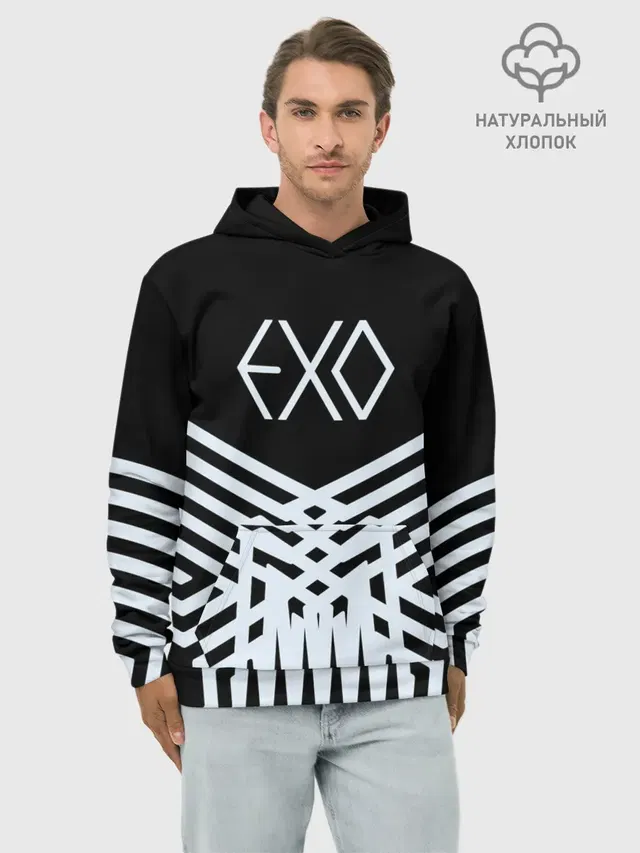 Худи мужской базовый хлопок с принтом «Exo»