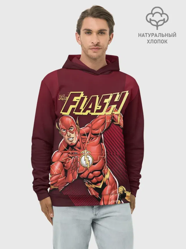 Худи мужской базовый хлопок с принтом «Флэш — The Flash»