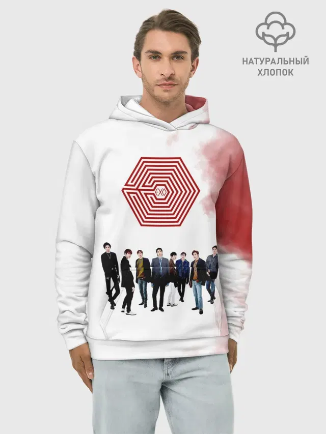 Худи мужской базовый хлопок с принтом «Exo»