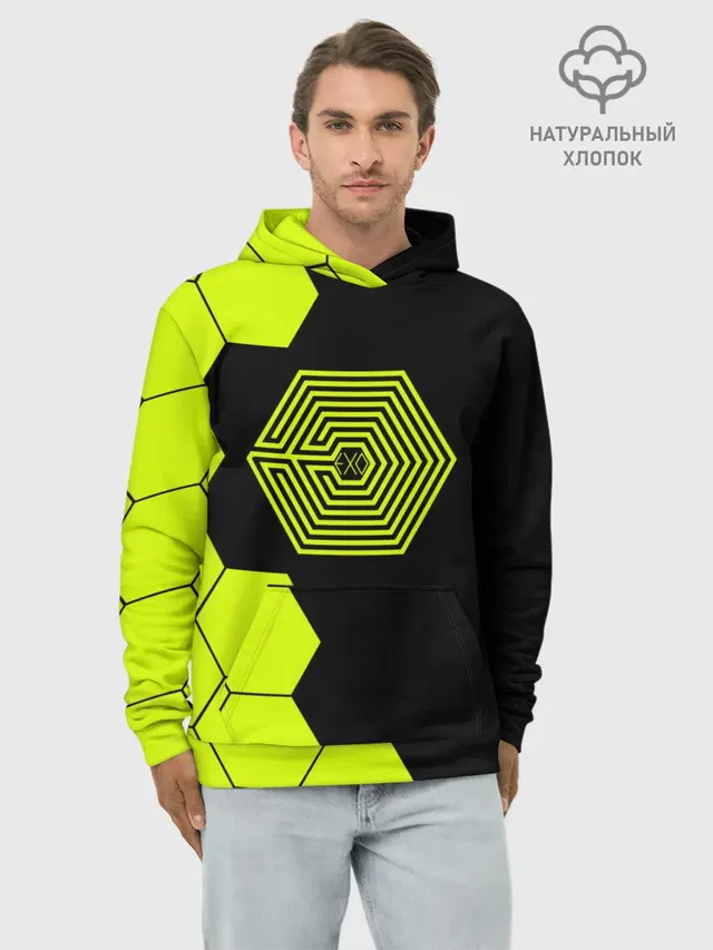 Худи мужской базовый хлопок с принтом «Exo»