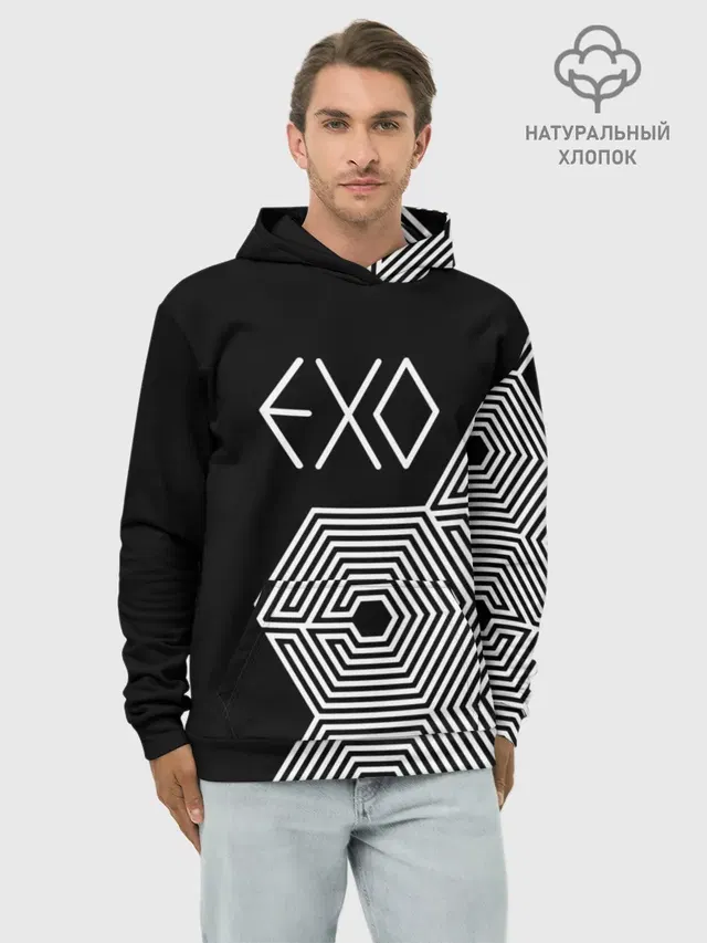 Худи мужской базовый хлопок с принтом «Exo»