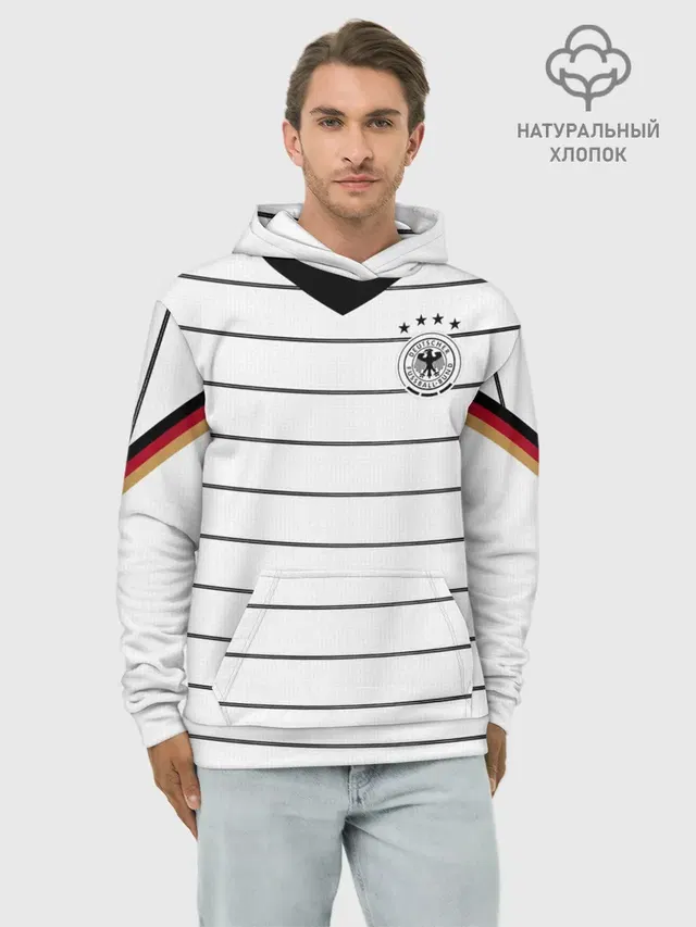 Худи мужской базовый хлопок с принтом «Сборная Германии — Germany home 2020 EURO»