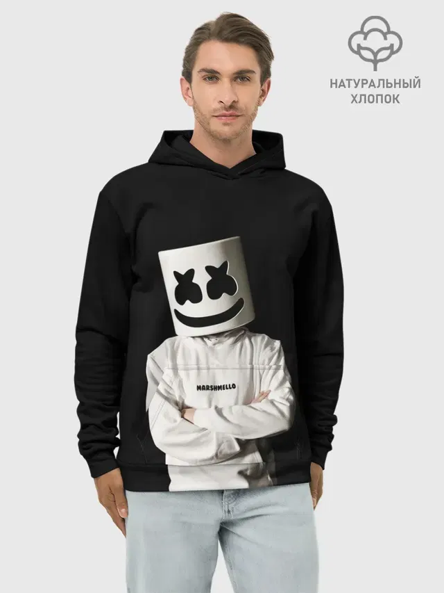 Худи мужской базовый хлопок с принтом «Marshmello»