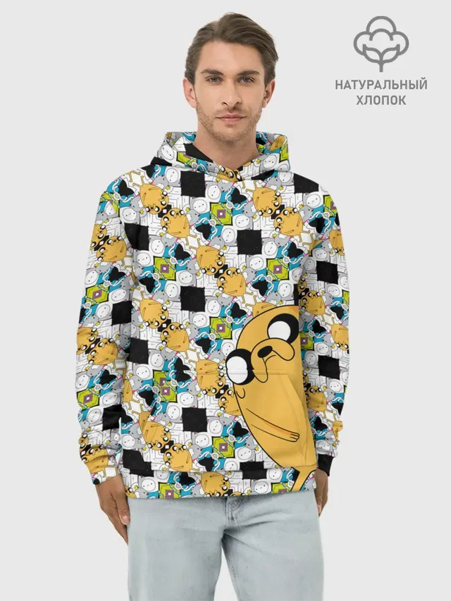 Худи мужской базовый хлопок с принтом «Время приключений — Jake Adventure Time»