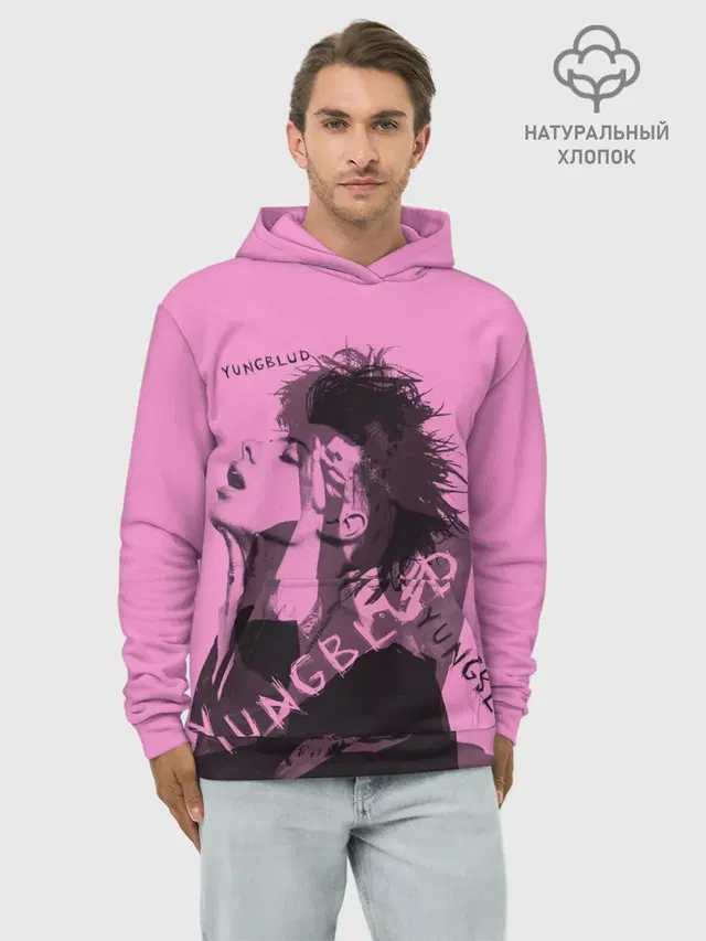 Худи мужской базовый хлопок с принтом «YUNGBLUD — Yungblud Yungblud Yungblud»